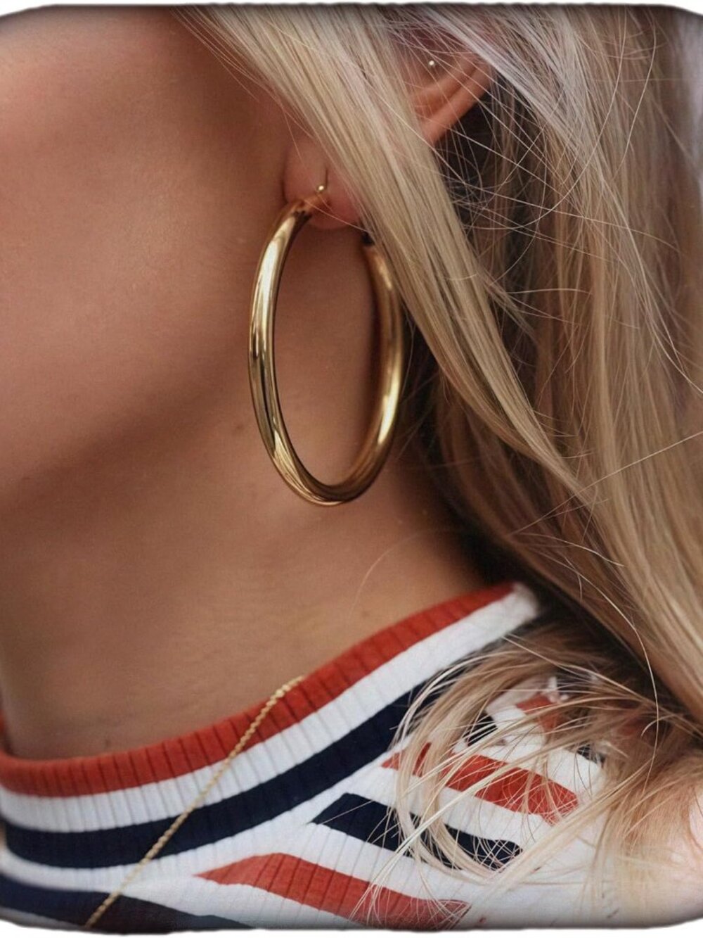 Tube Hoop Earrings Gold Lightweight Large Earrings Women Fashion Jewelry